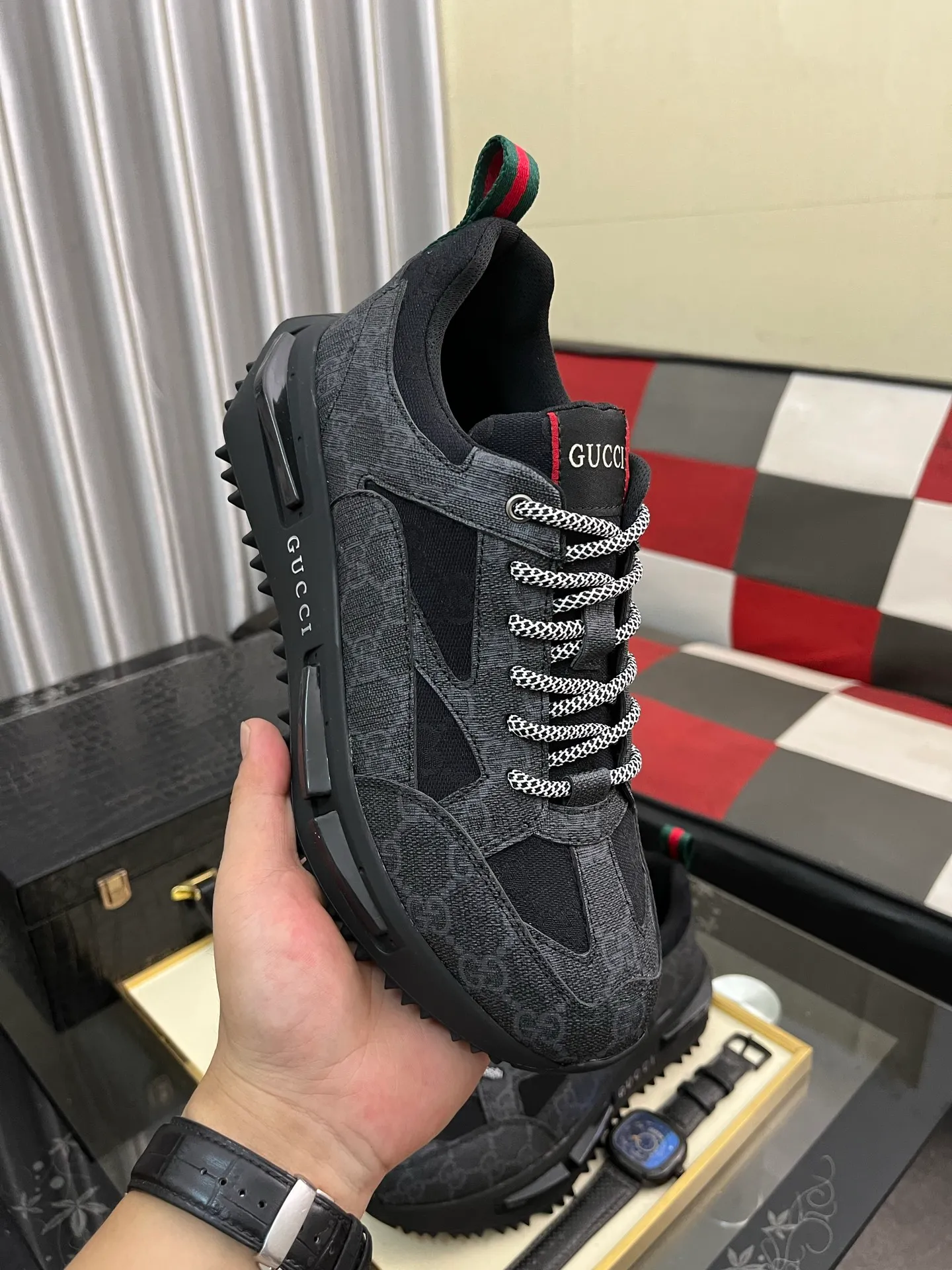 Men's Men's Shoes 💰458⌚️⌚️《GUCCI》The latest hot-selling casual shoes, top brand [seduce] luxury~purchase, top~quality. Products sold at the counter [strong] Original embossed calfskin fabric ➕ Comfortable sheepskin lining, code number: 38-443️⃣colors available